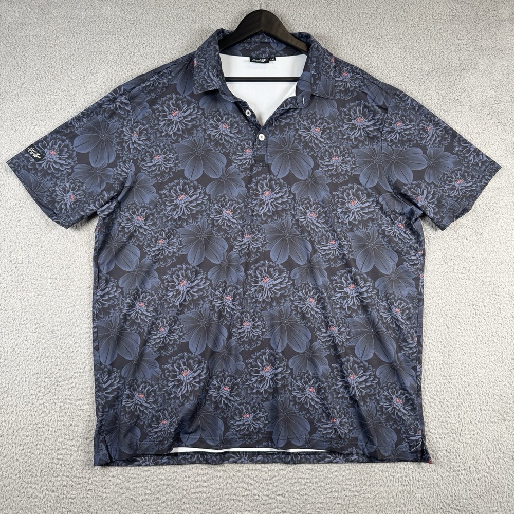 Sunday Swagger Polo Mens 2XL Midnight Floral AOP Stretch Performance Golf Shirt